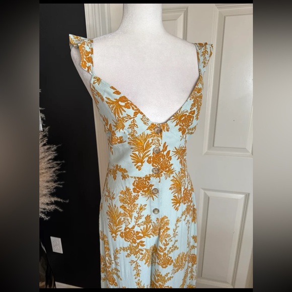 FREE PEOPLE SAGE COMBO BE THE ONE WIDE LEG JUMPSUIT size 4 - Picture 5 of 12